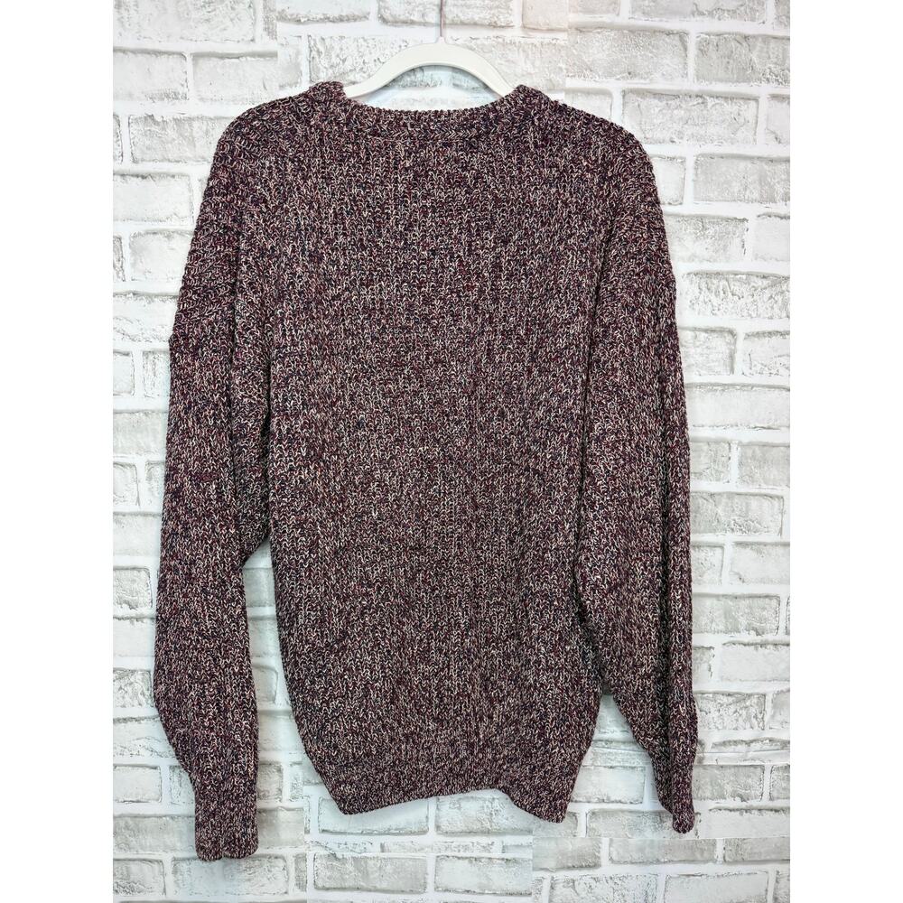 Vintage 417 Van Heusen Marled Knit Sweater XL Oversized Burgundy Crewneck Men's - Picture 7 of 7